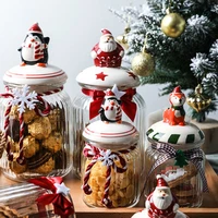 sealed jar cute snowman airtight canister kitchen food dried fruit tea candy jars orgnizer food storage bottles christmas gift