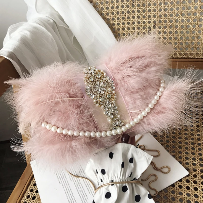 

Сумка женская с жемчужной цепочкой, стильная сумочка с косым перекрестным плетением, инкрустированная стразами, чемоданчик на плечо