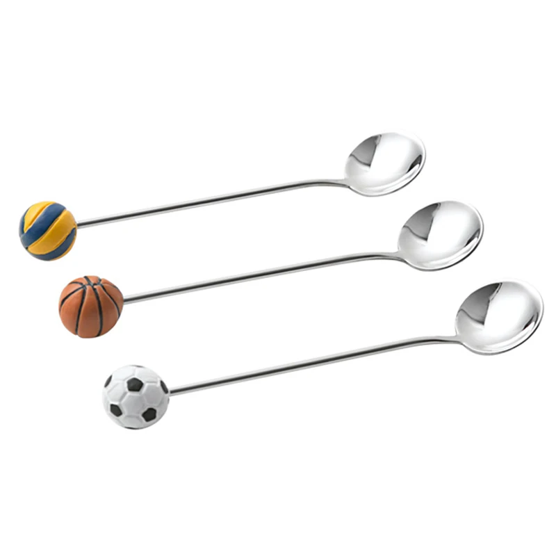 Нержавеющая сталь мультфильм Баскетбол Футбол ложка для кофе чай десерт напиток