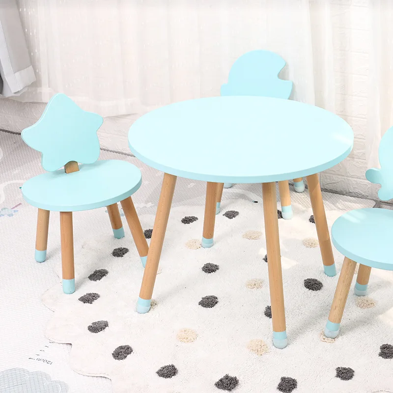 Kids Furniture Sets kids study table set solid wood round and chair mesa y silla infantil 60*60*50cm wholesale | Мебель