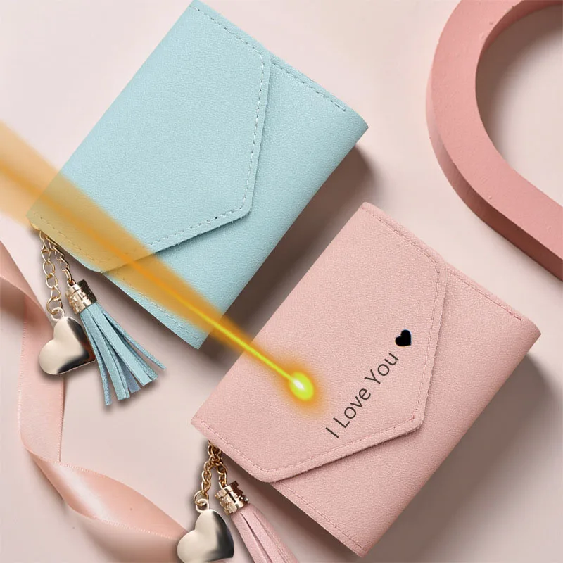 Миниатюрный кошелек с гравировкой имени маленький бумажник Tr fold для женщин и