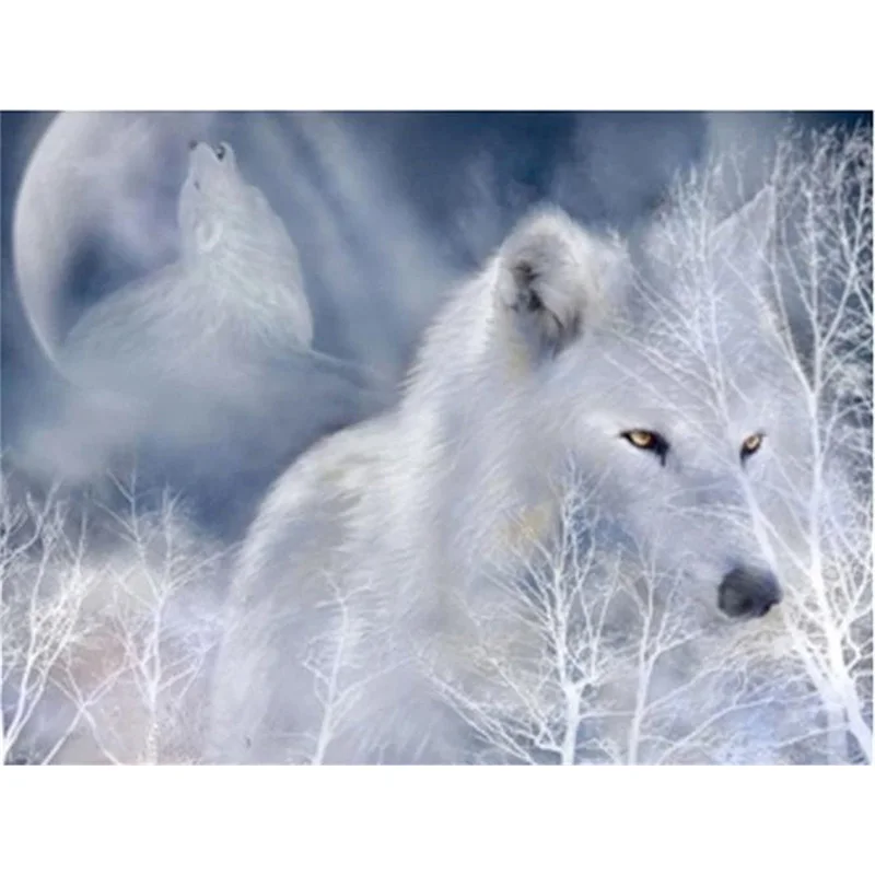 

LUOVIZEM DIY 5D Diamond Painting Wolf Animal Mosaic Embroidery Cross Stitch Full Square/Round Drill Home Decor Picture