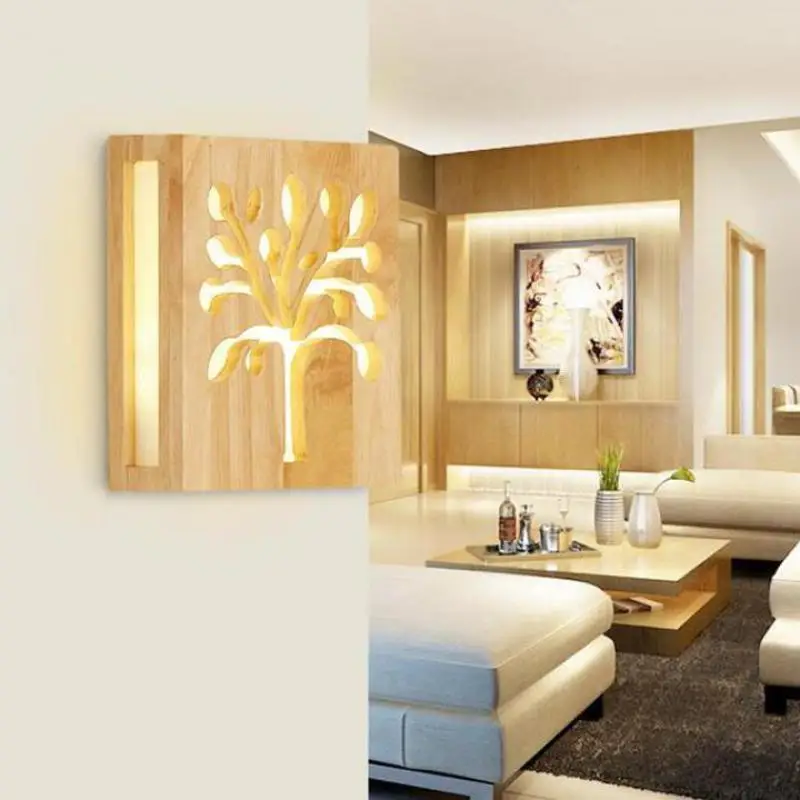Современный деревянный настенный светильник Спальня Кухня зеркальный ing
