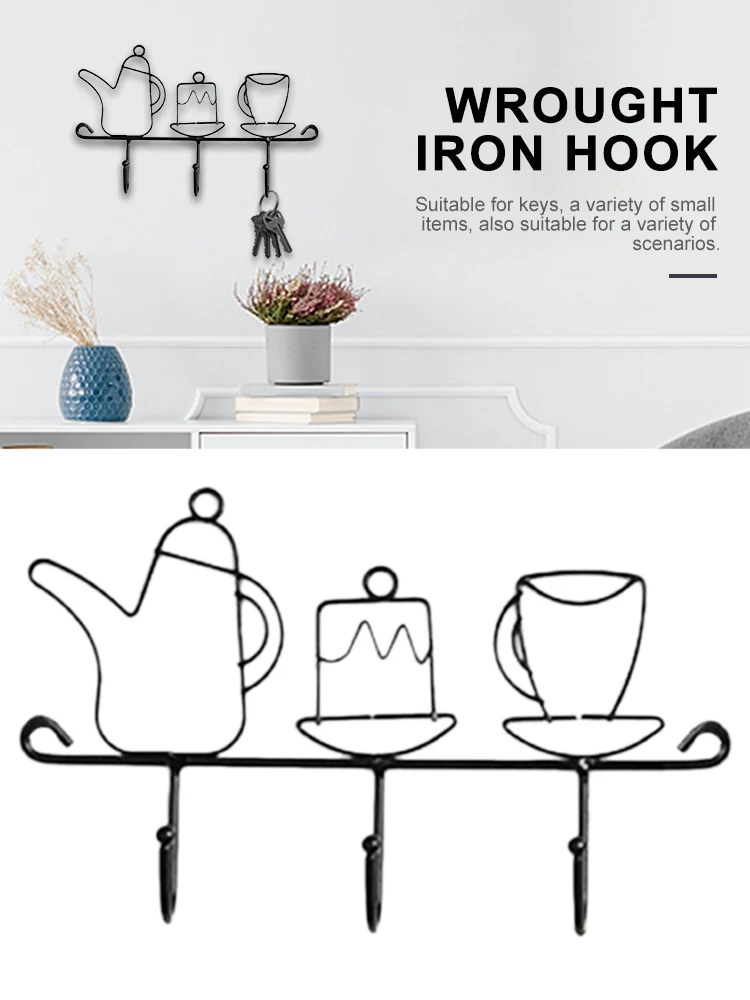 

Настенный держатель для ключей, 3 крючка для ключей, органайзер, вешалка для кошелька, чугунная полка, подвесные крючки, стеллаж для домашнег...