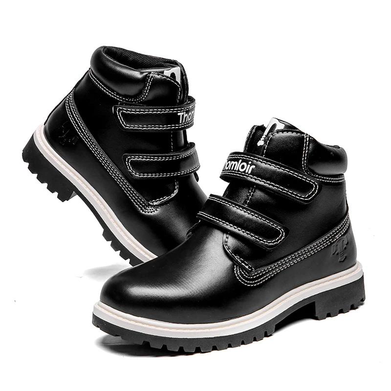 2019 г. Зимние ботильоны из натуральной кожи на меху для мальчиков модные детские