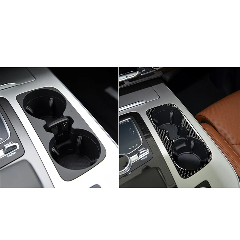 

For Audi Q7 SQ7 4M 2016-2019 Water Cup Holder Panel Decorative Carbon Fiber Sticker Car Styling Accessories