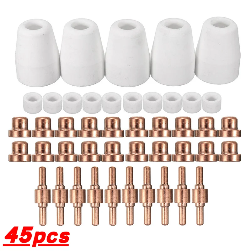 

45Pcs Plasma Cutting Machine Consumables Spare Parts Torch welderes Accessories Torch Parts For LG-40 PT-31 CUT40 CUT50
