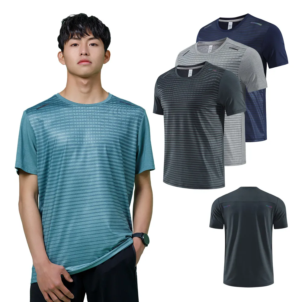 

Футболка мужская Спортивная быстросохнущая, дышащая майка с коротким рукавом, для тренировок, фитнеса, бега, тренажерного зала