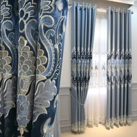 customized high end atmospheric hollow embroidery european style luxury french curtains for living room bedroom floor shading