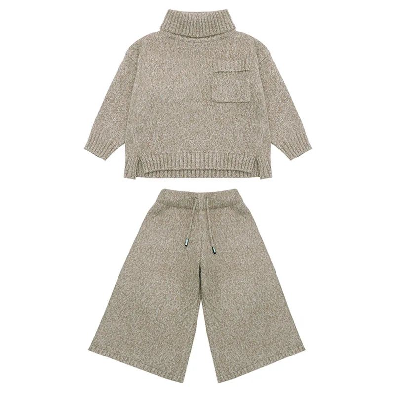 

Girls Knitted Sweater + Pants 2PC Autumn Winter Teenage Children's Clothes