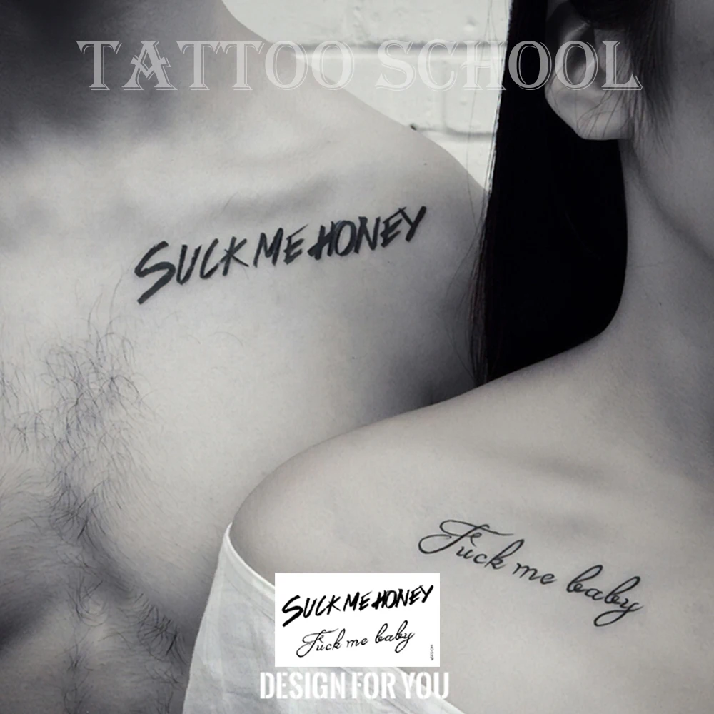 Английские влюбленные временные тату наклейки для мужчин женщин девушек черные