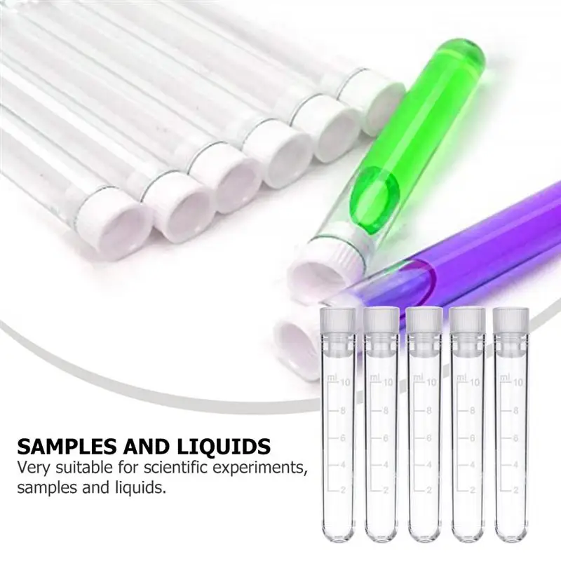 

50pcs 10ml Plastic Labs Frozen Test Tubes Vial Seal Cap Sample Containers