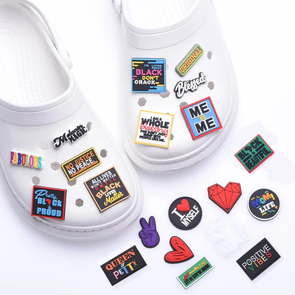 1 Pcs Shoe Soft PVC Charms Black Magic Designer Accessories Clog Button Decorations Croc Charm for Girl Gift