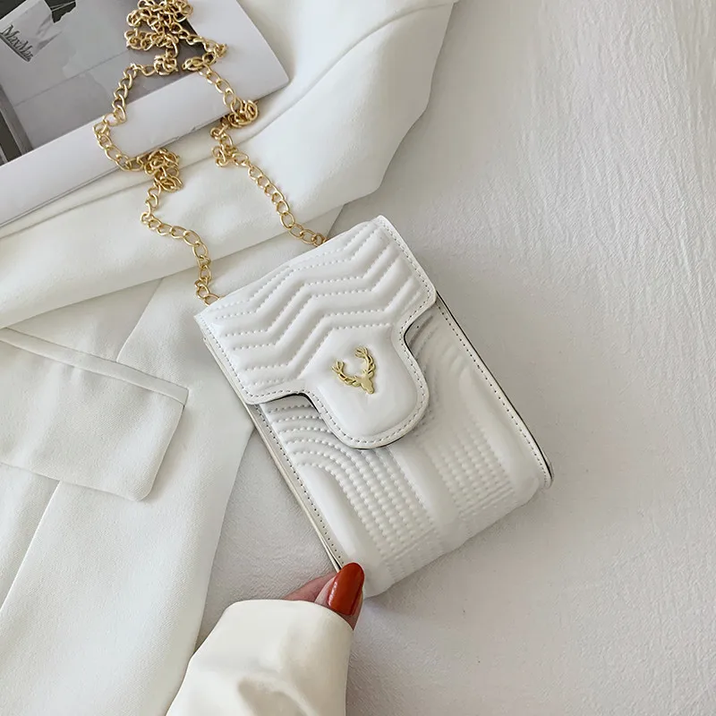 

Texture Lingge Chain Ladies Handbag Version Simple Solid Color Shoulder Bag Bags for Women Mobile Phone Messenger Women's Bag