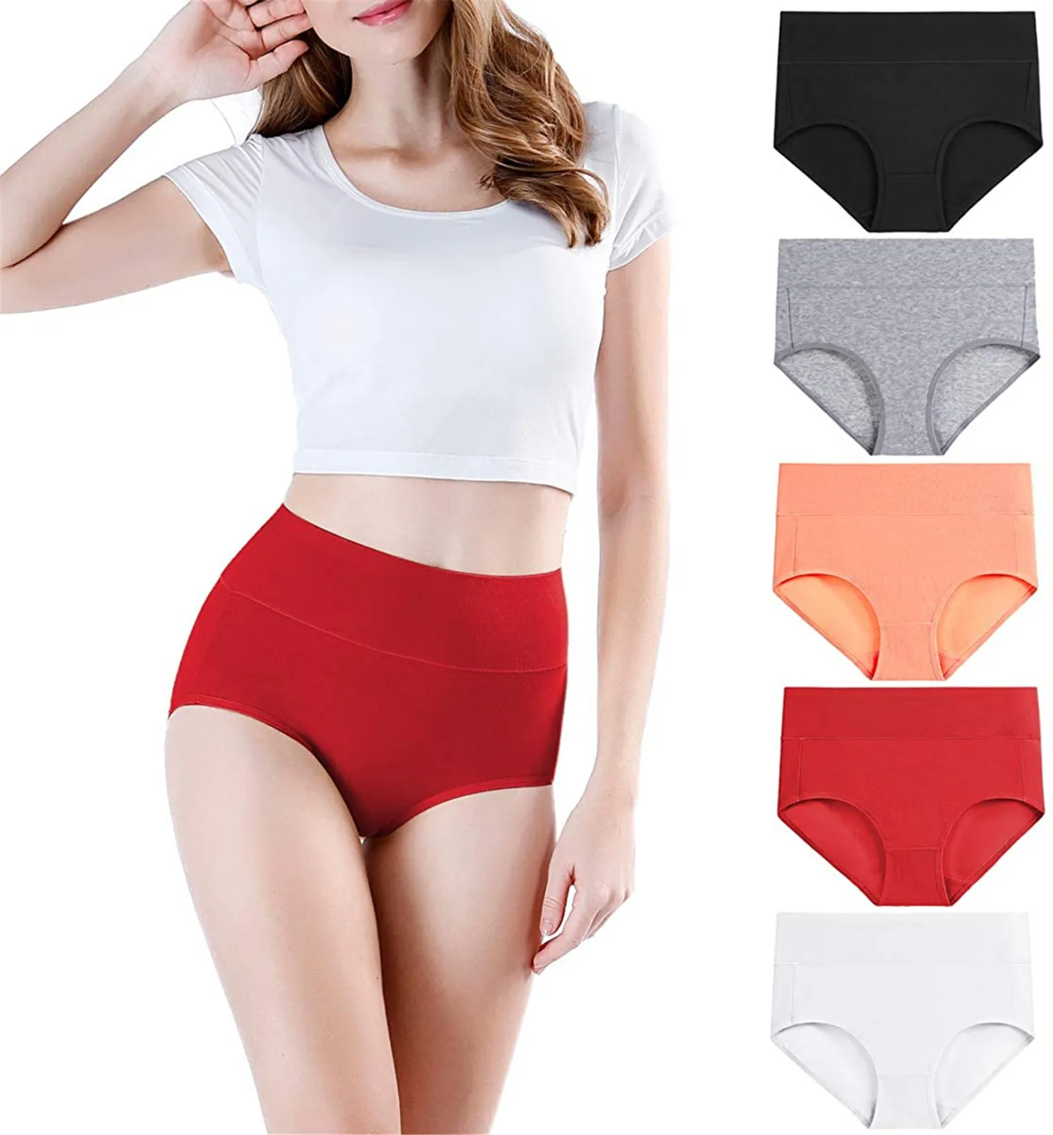

5pcs Cotton Panties Women Comfortable Underwears Sexy High-Rise Underpants Female Lingerie Big Size Ladies Briefs трусы женские