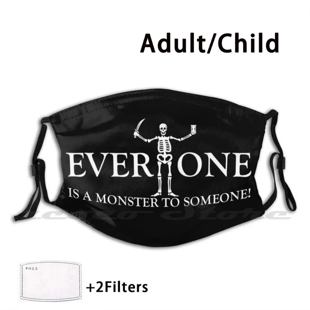 Маска монстр с черными парусами для взрослых и детей моющаяся фильтр Pm2.5 логотип