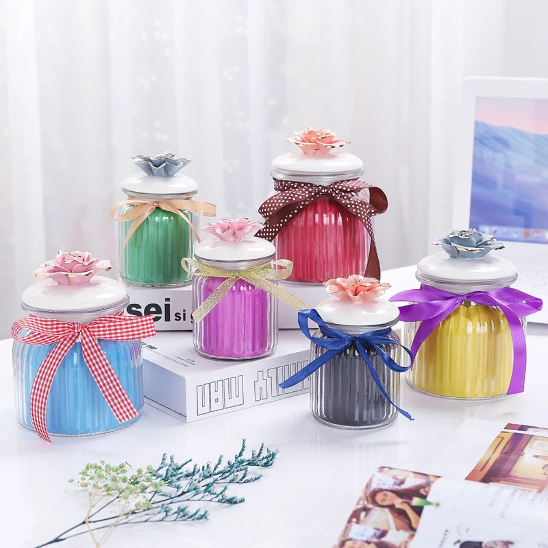

Nordic Hermetic Pots Ceramic Porcelain Flower Glass Jar Jewelry Box Household Storage Container Food Storage Kitchen Accessories