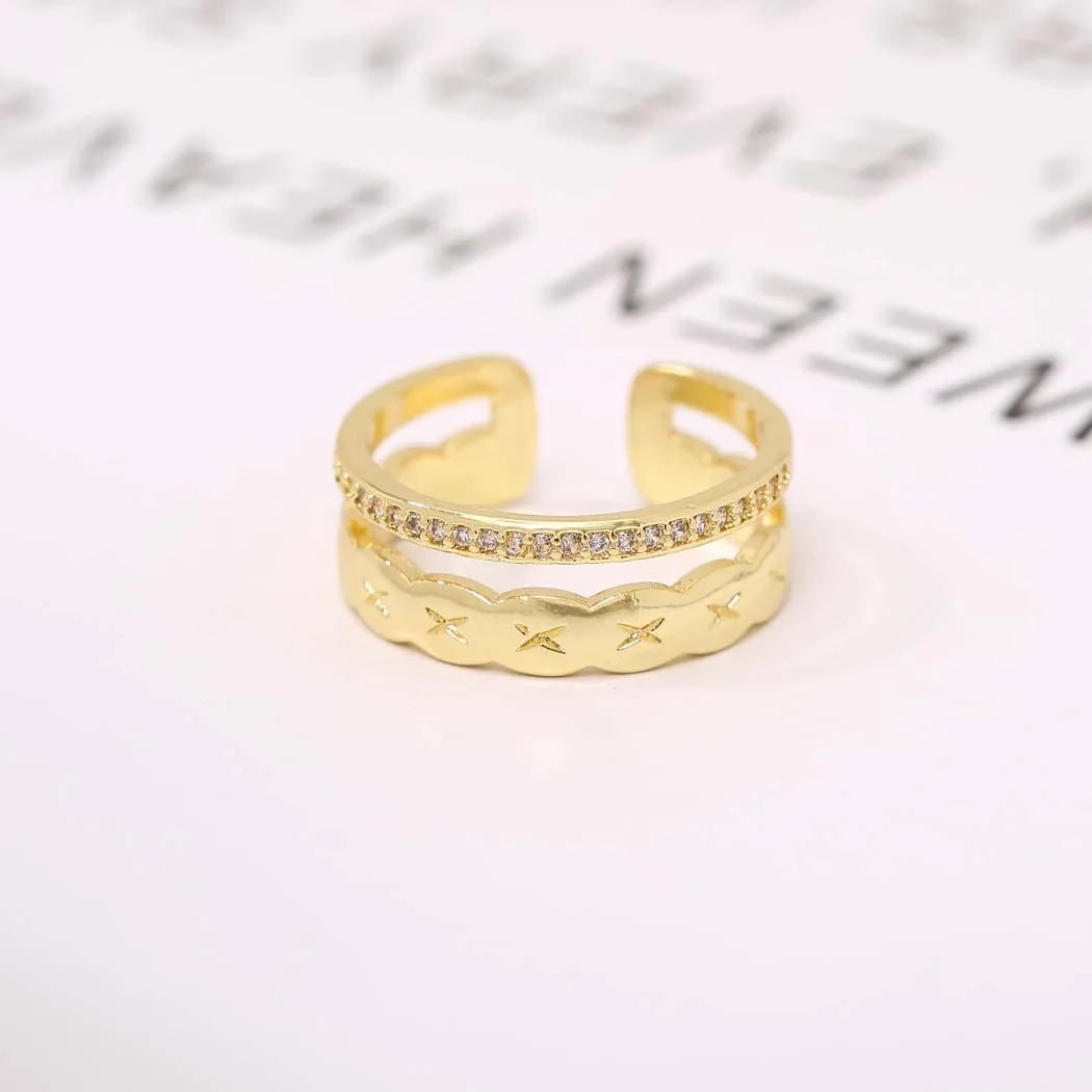 

Todorova New Fashion Geometric Open Ring For Women Double Layer Adjustable Rings Simple Party Jewelry Gift