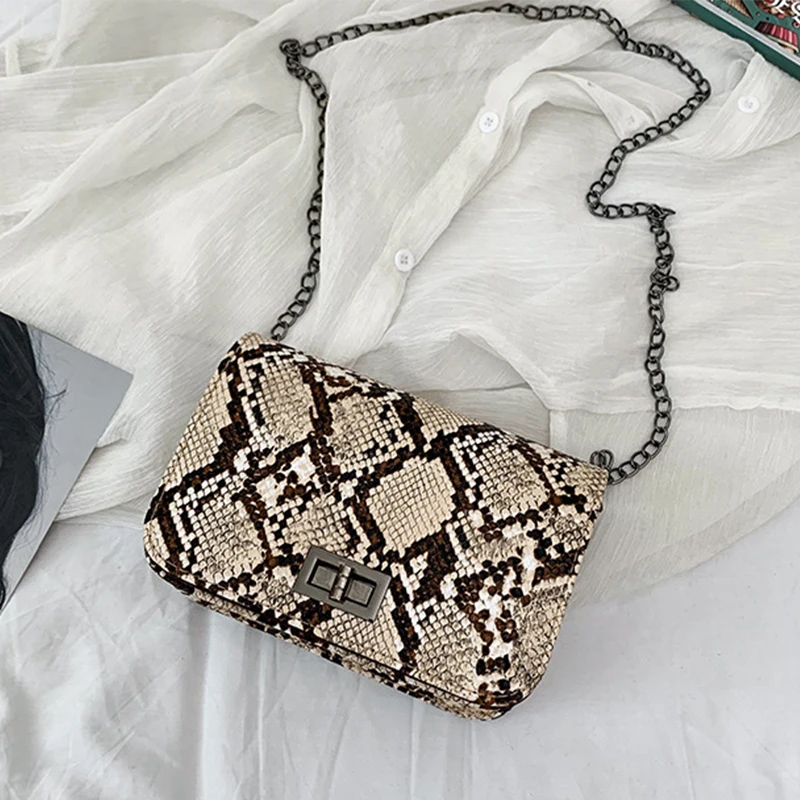 

Luxury Handbags Women Bags Designer Serpentine Small Square Crossbody Bags Wild Girls Snake Print Shoulder Messenger Bag