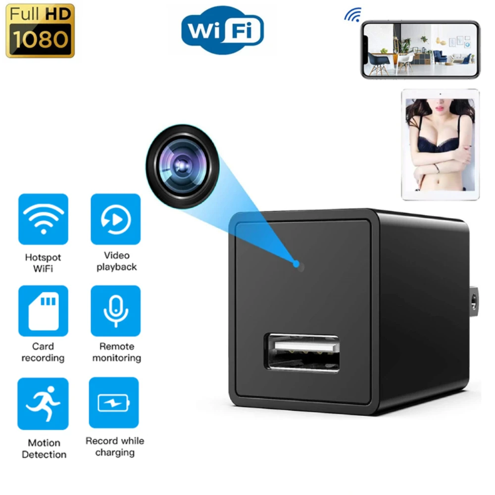 

Mini Camera 1080P HD Wireless Camera Action Video Night Home Security Micro Cam Support Hidden TF Card EU/US USB Charger Power