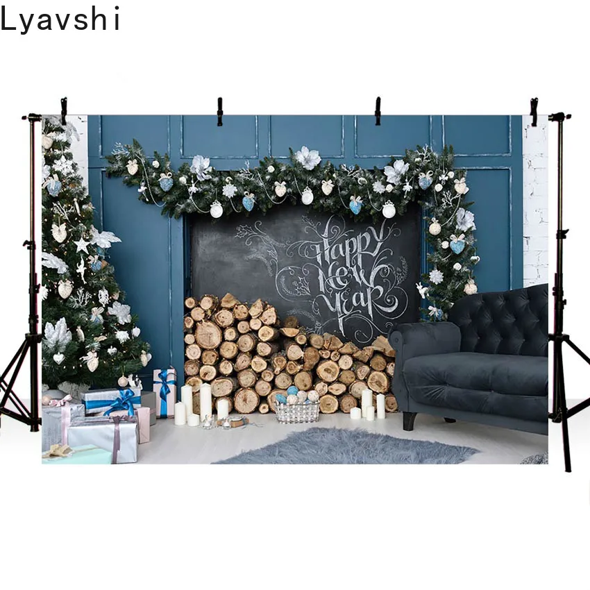 

Lyavshi фон на тему Рождества рождественской елки фото фоновая фотография Рождество камин из виниловой ткани