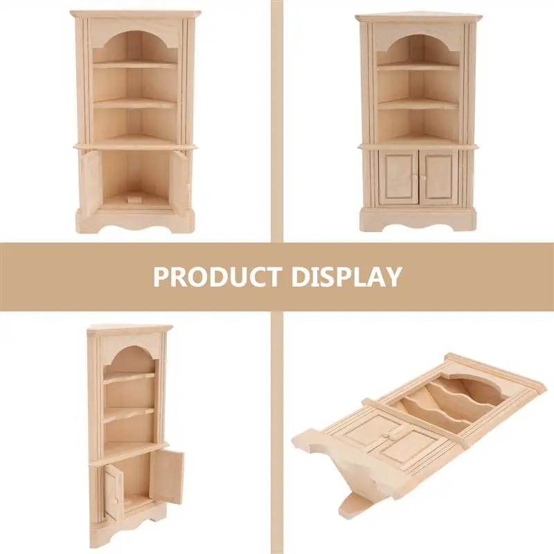 

1pc Wooden Mini Cabinet Furniture Model Crafted Lifelike Triangular Cabinet Model Mini Cabinet Model