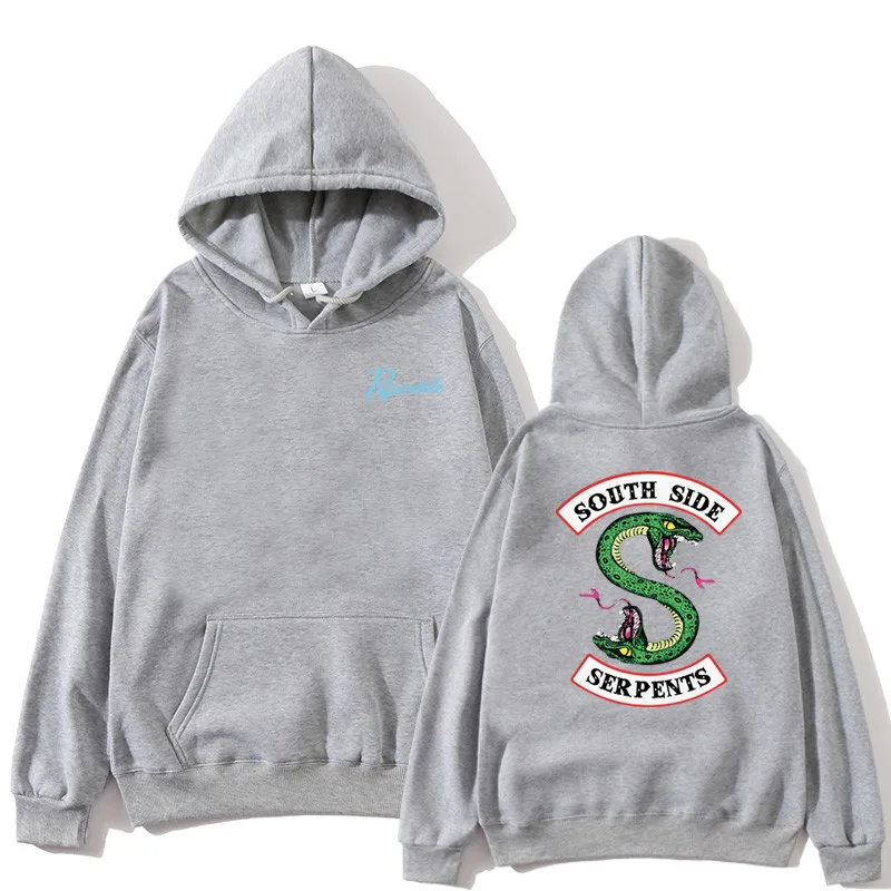 light grey Кофты с капюшоном оптом мужская и женская толстовка зеленая нашивка "Змея" ривердейл южная сторона нашивка "Змея" Толстовка - Цвет: light grey