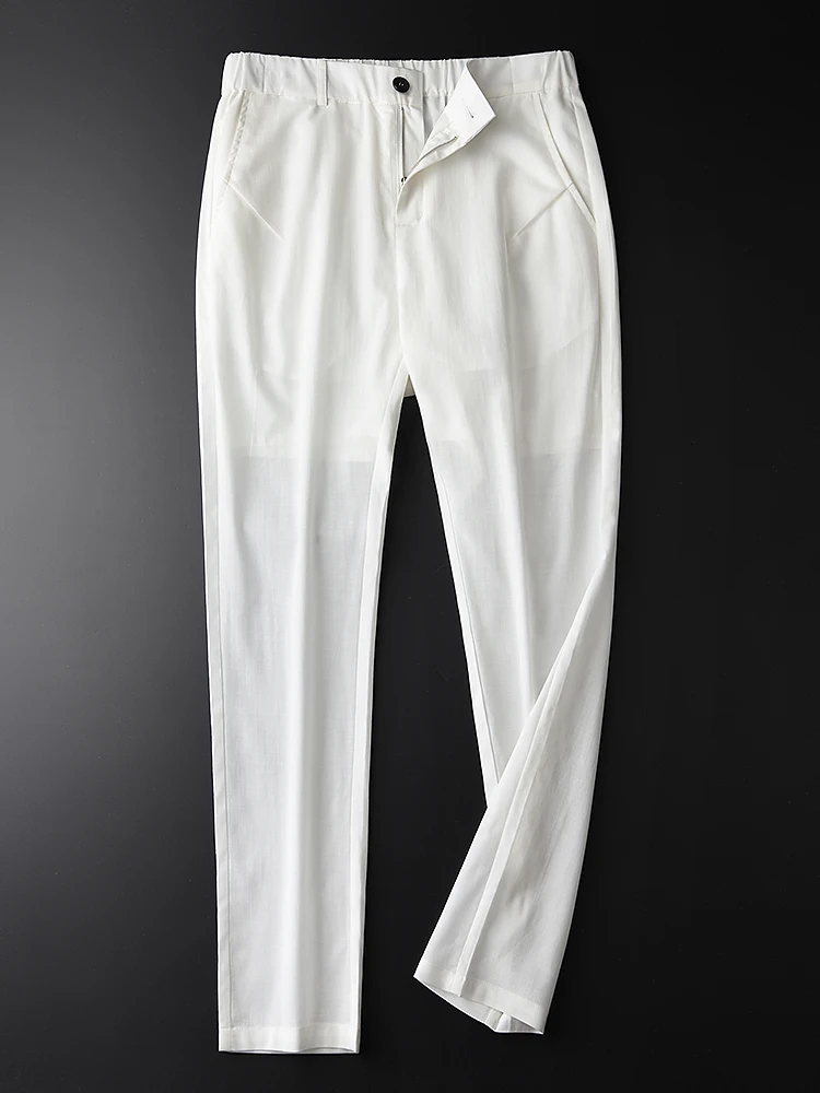 Летние роскошные новые мужские повседневные брюки из Tencel ткани высокого