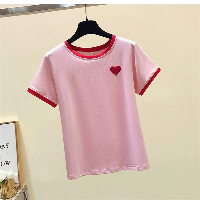 Футболки с милым логотипом рубашки круглым вырезом подходящие ко всему