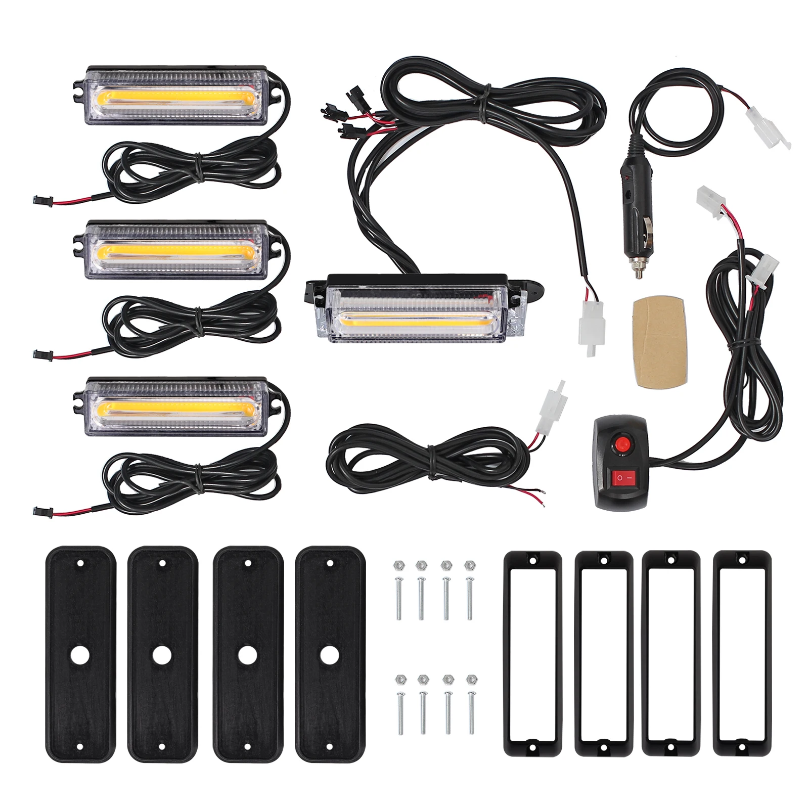 

AUTOUTLET 4 pcs 13cm COB Flashing Light with mounting bracket screws 18 select flashing modes for TRUCKS, LORRYS, TRACTORS