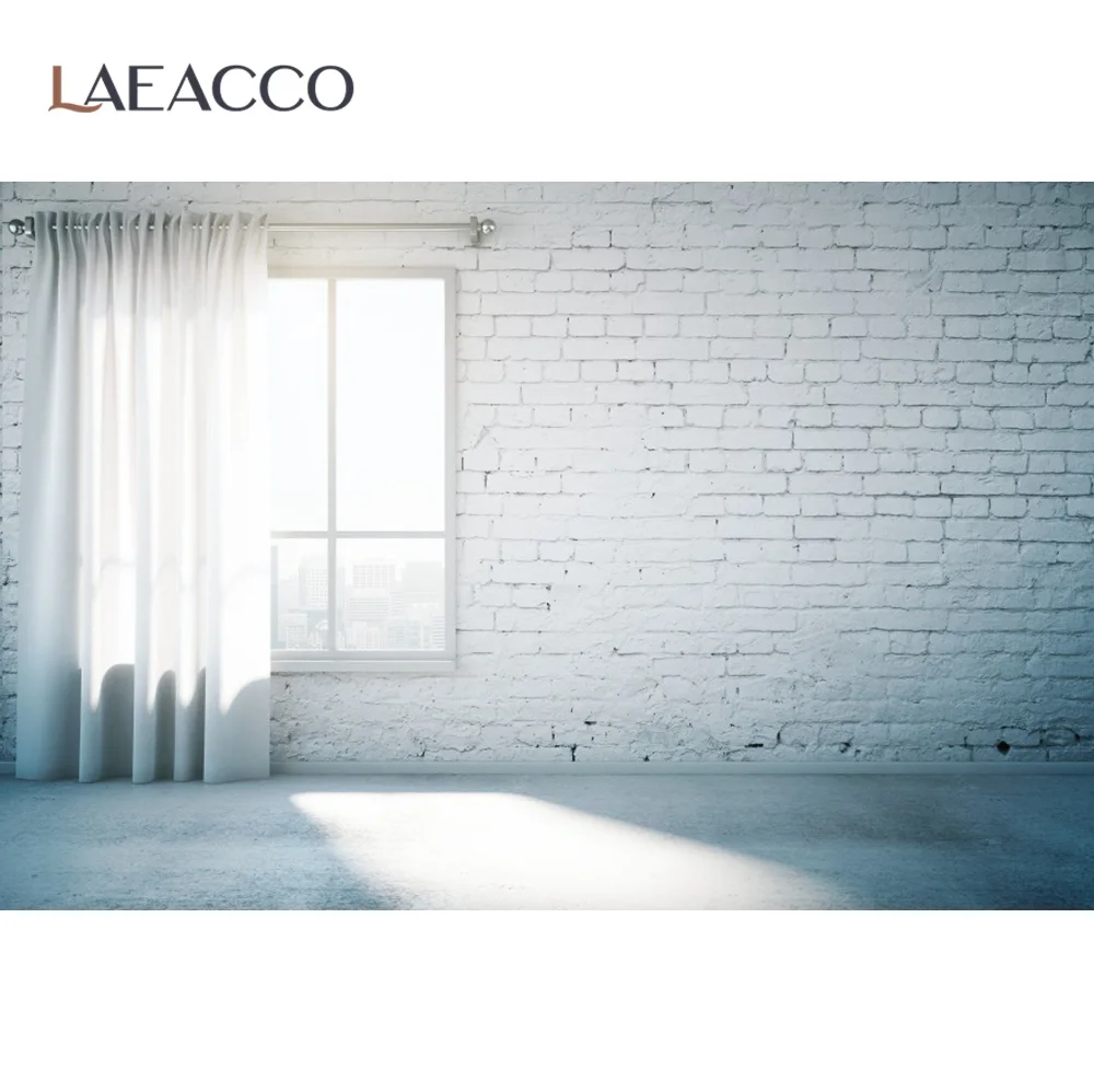 

Занавески Laeacco для фотографий, серо-белые кирпичи, дома, окна, солнечного света, интерьера, 3D узор, фон, фото-декорации