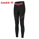 Женские велосипедные штаны Santic, Зимние флисовые теплые велосипедные длинные леггинсы с подкладкой 4D для горных велосипедов, светоотражающие велосипедные спортивные брюки, размер Asain