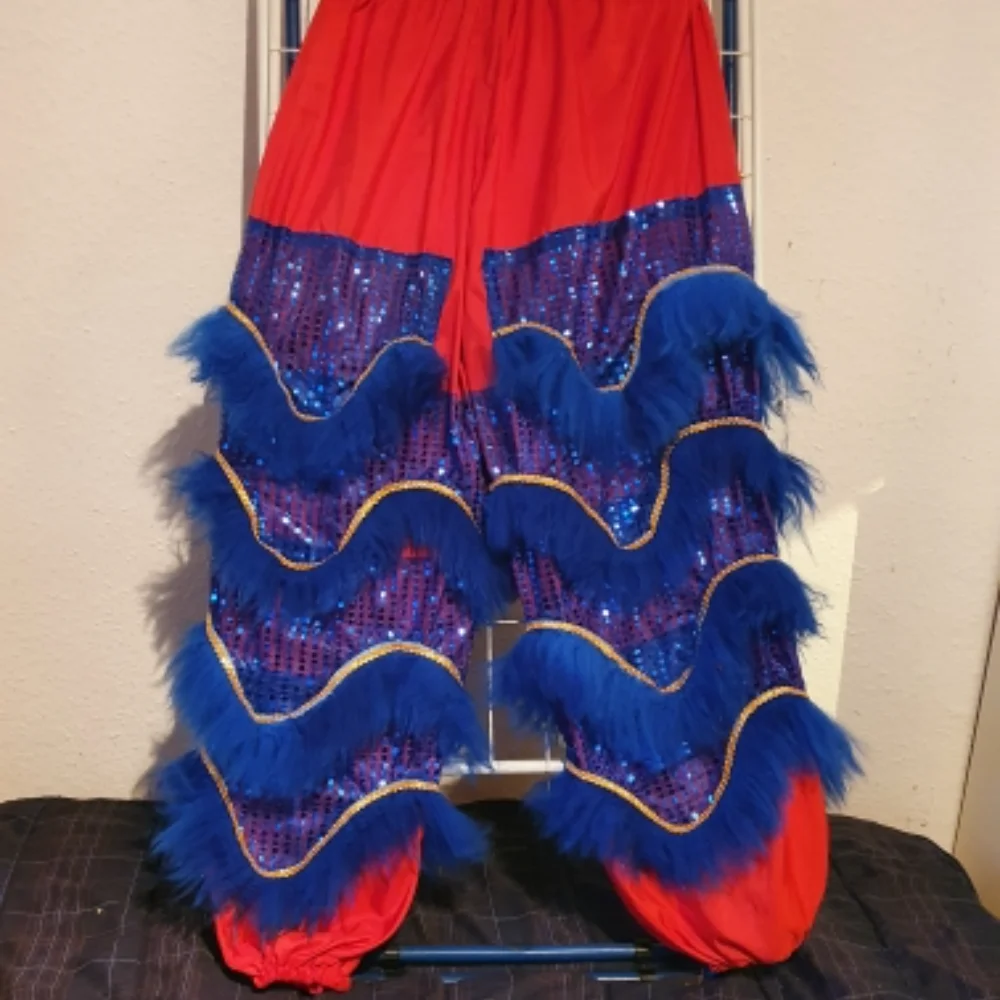 Танцевальный Костюм-талисман с голубым львом ручной работы искусство китайского