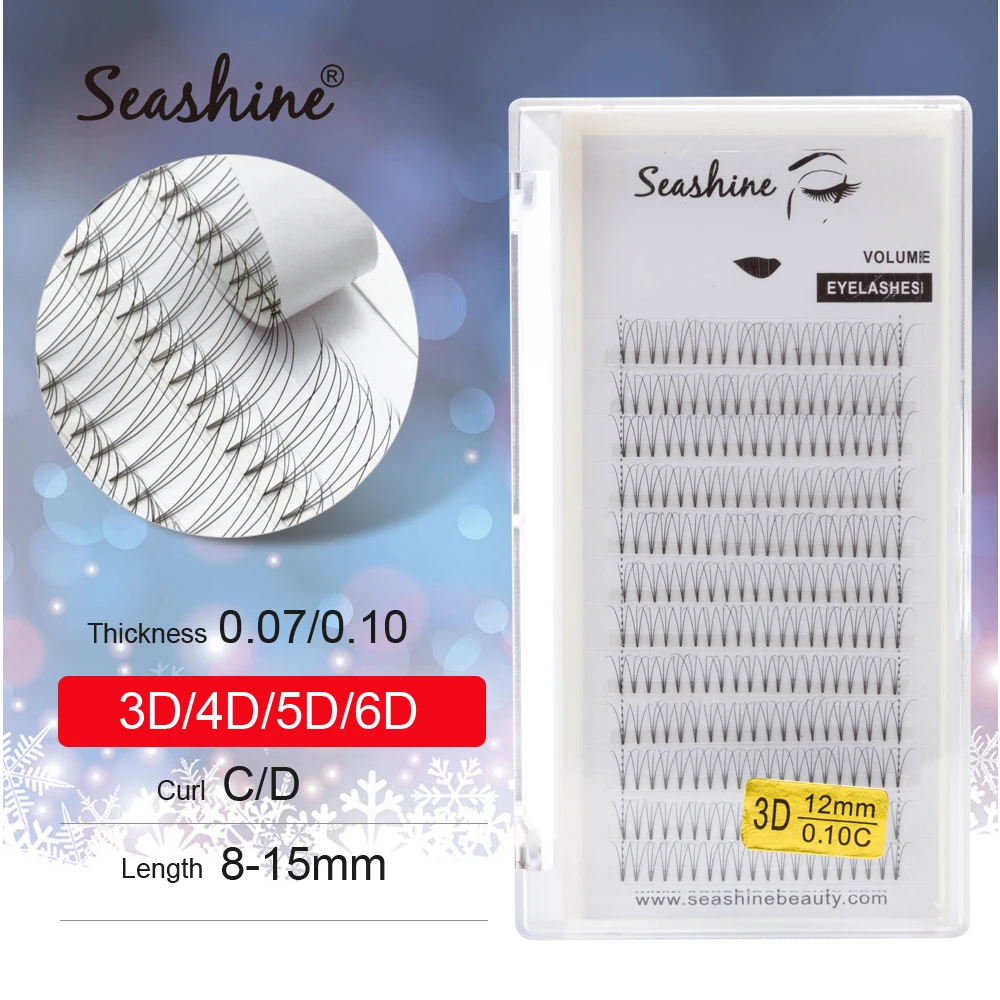 

Seashine Premade Fans Lashes Extension Russian Premade Volume Fans Short Stem 3D/4D/5D/6D Pre-fanned Eyelash Extension