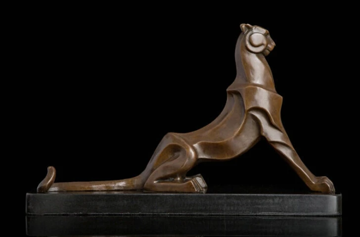 Скульптура в стиле АР-деко Jaguar Leopard абстрактная Бронзовая статуя животного