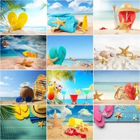 gatyztory 60x75cm frame picture by numbers starfish kit for adults children beach scenery oil painting by number home decor