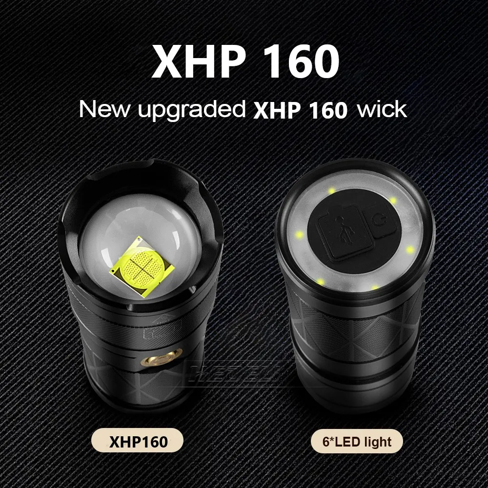 구매 600000 LM XHP160 강력한 Led 손전등 토치 USB Type-C 충전식 전술 플래시 라이트 XHP90 고출력 LED 랜턴 램프, 플래시 라이트 저렴한 600000 LM XHP160 강력한 Led 손전등 토치 USB Type-C 충전식 전술 플래시 라이트 XHP90 고출력 LED 랜턴 램프, 플래시 라이트