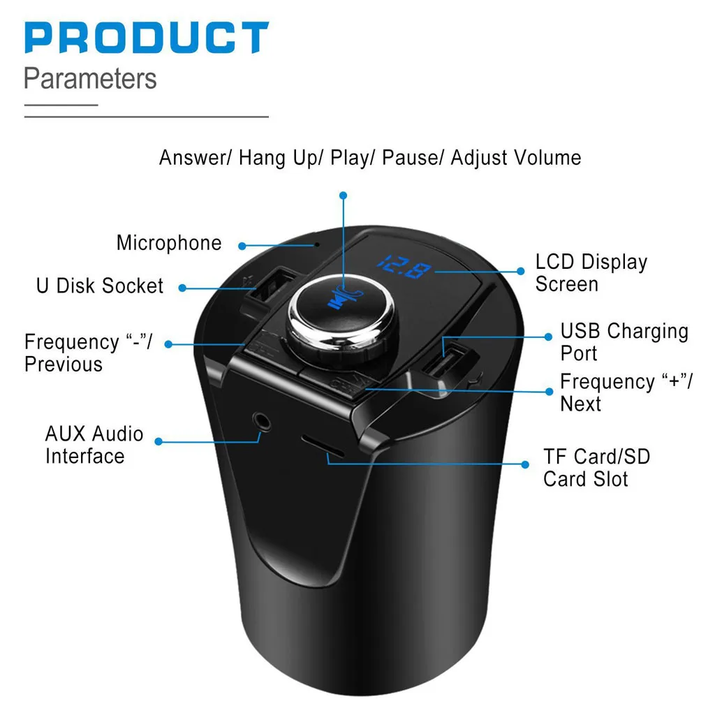 Bluetooth автомобильный fm передатчик беспроводной AUX аудио приемник радио адаптер