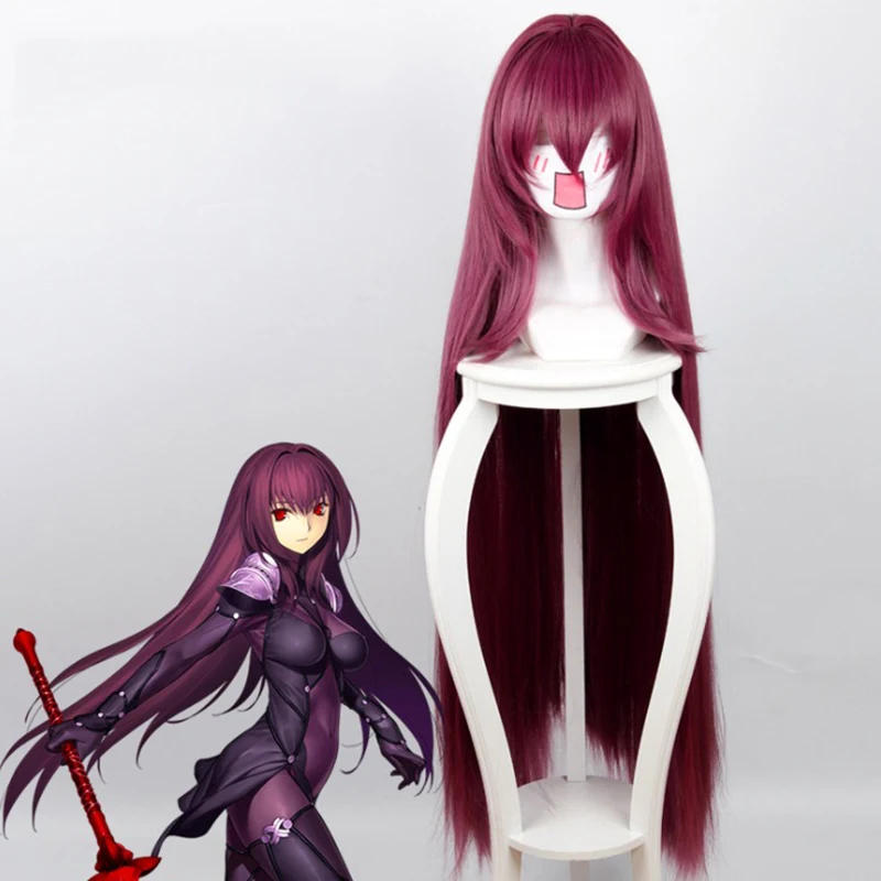 

Game FGO Fate Grand Order Scathach Cosplay Long Straight Heat Resistant Synthetic Hair Halloween Carnival Party + Free Wig Cap