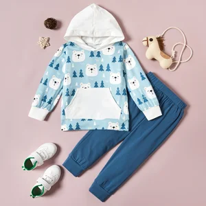 PatPat 2-piece Baby / Toddler Bear Print Hooded Pullover and Pants Set for Kids Boy Clothing Sets PatPat 2-piece Baby / Toddler Bear Print Hooded Pullover and Pants Set for Kids Boy Clothing Sets
