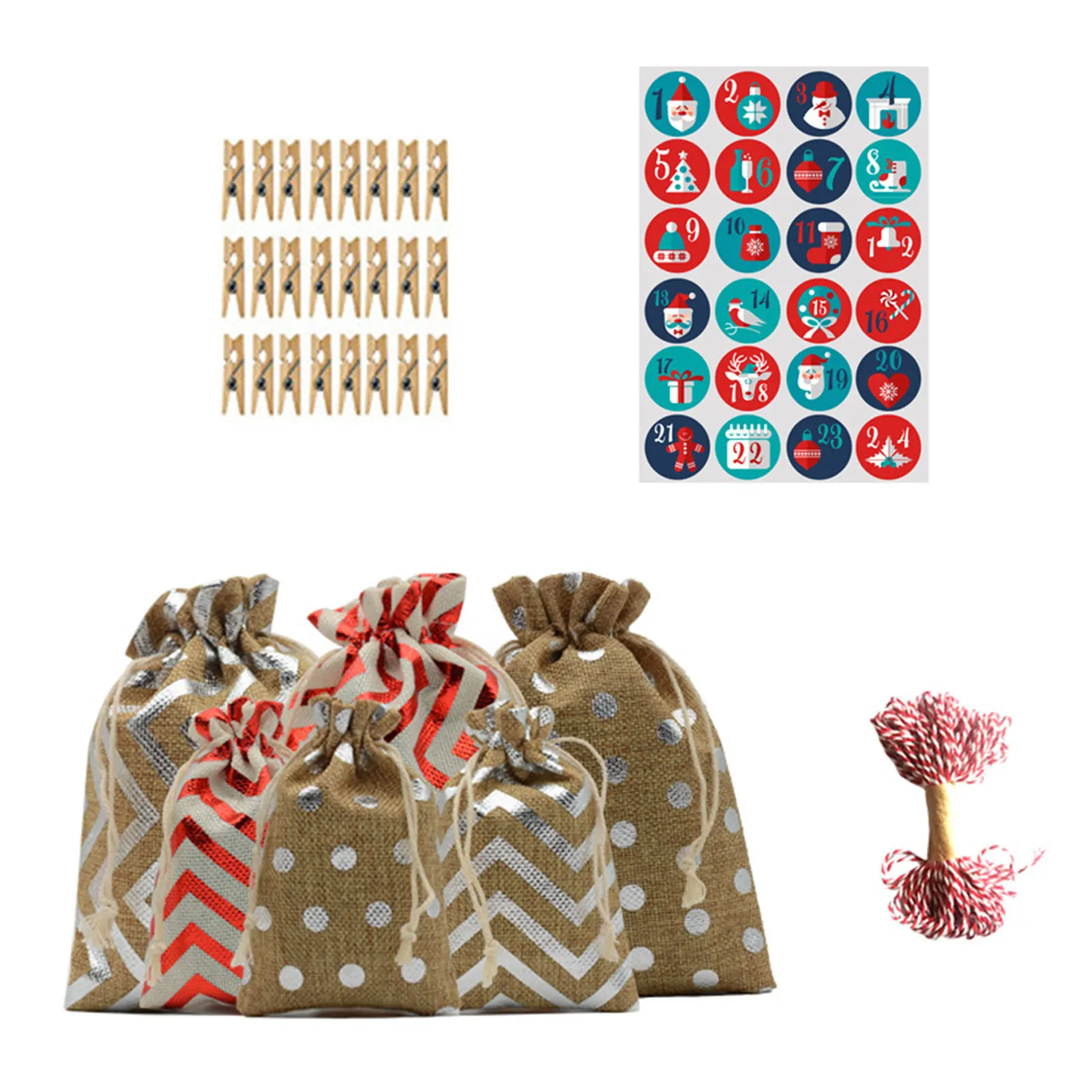 

24Pcs/Set Merry Christmas Advent Calendar Number Paper Sticker Cookie Candy Seal Stickers Xmas Decoration DIY Gift Favorable