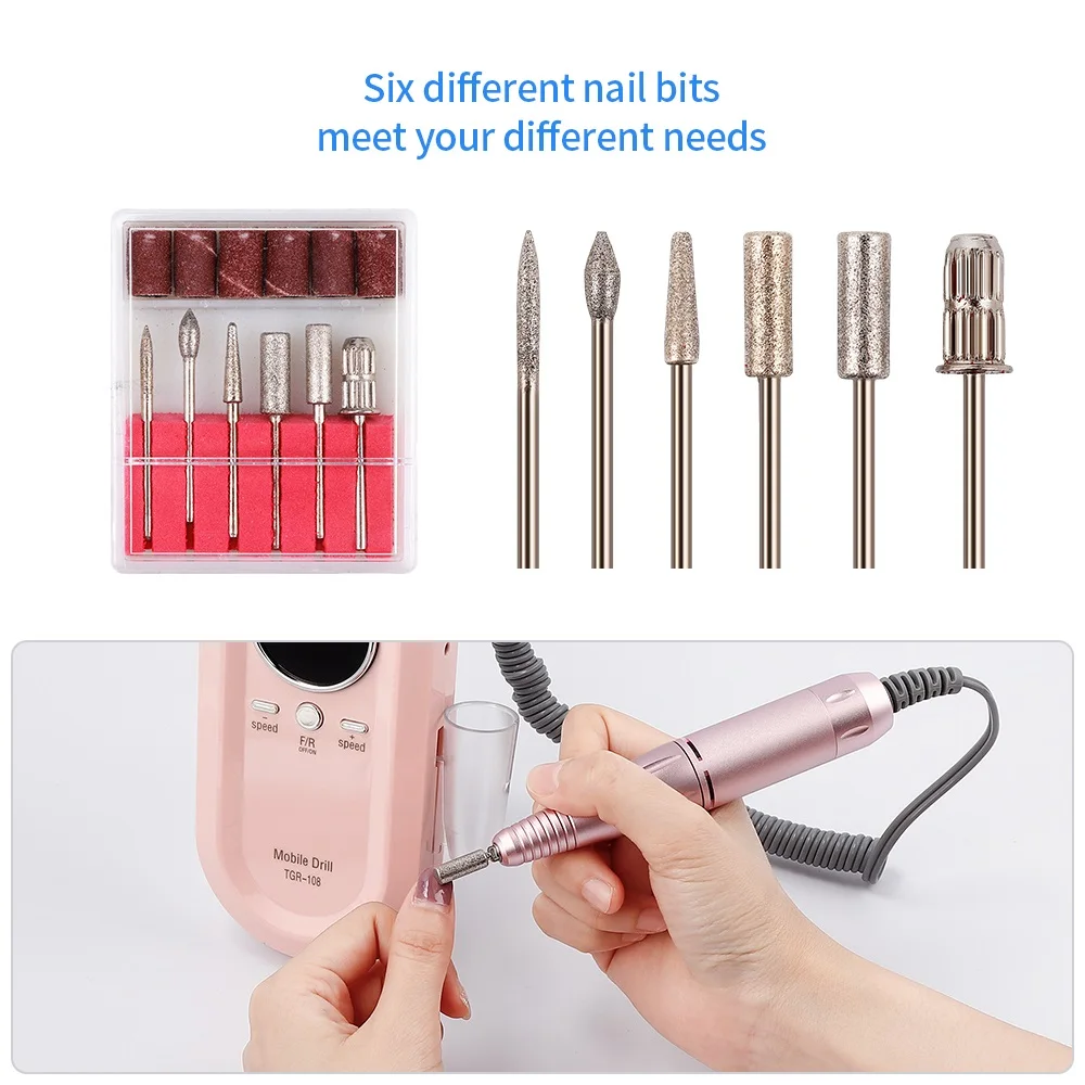 Портативная электрическая дрель для ногтей 20 Вт 30000 об/мин набор инструментов