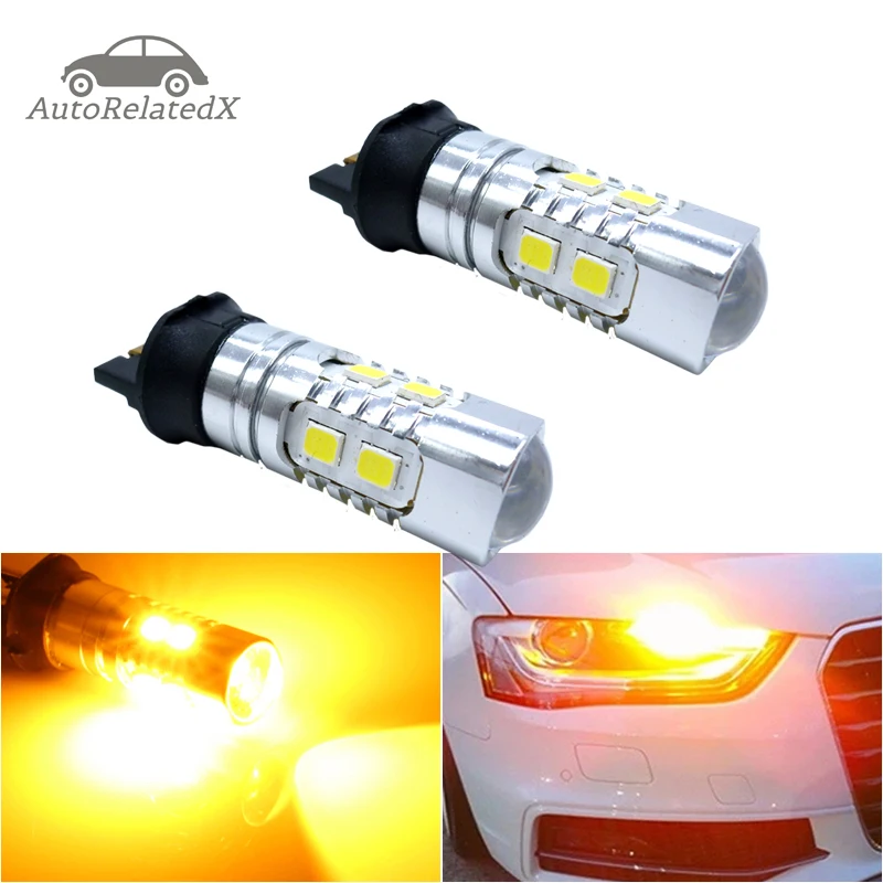 

2x Amber Yellow Canbus 10-Smd Pw24w Pwy24w Led Bulbs For Audi A3 A4 A5 Q3 Vw Mk7 Golf Cc Ford Fusion Front Turn Signal Lights