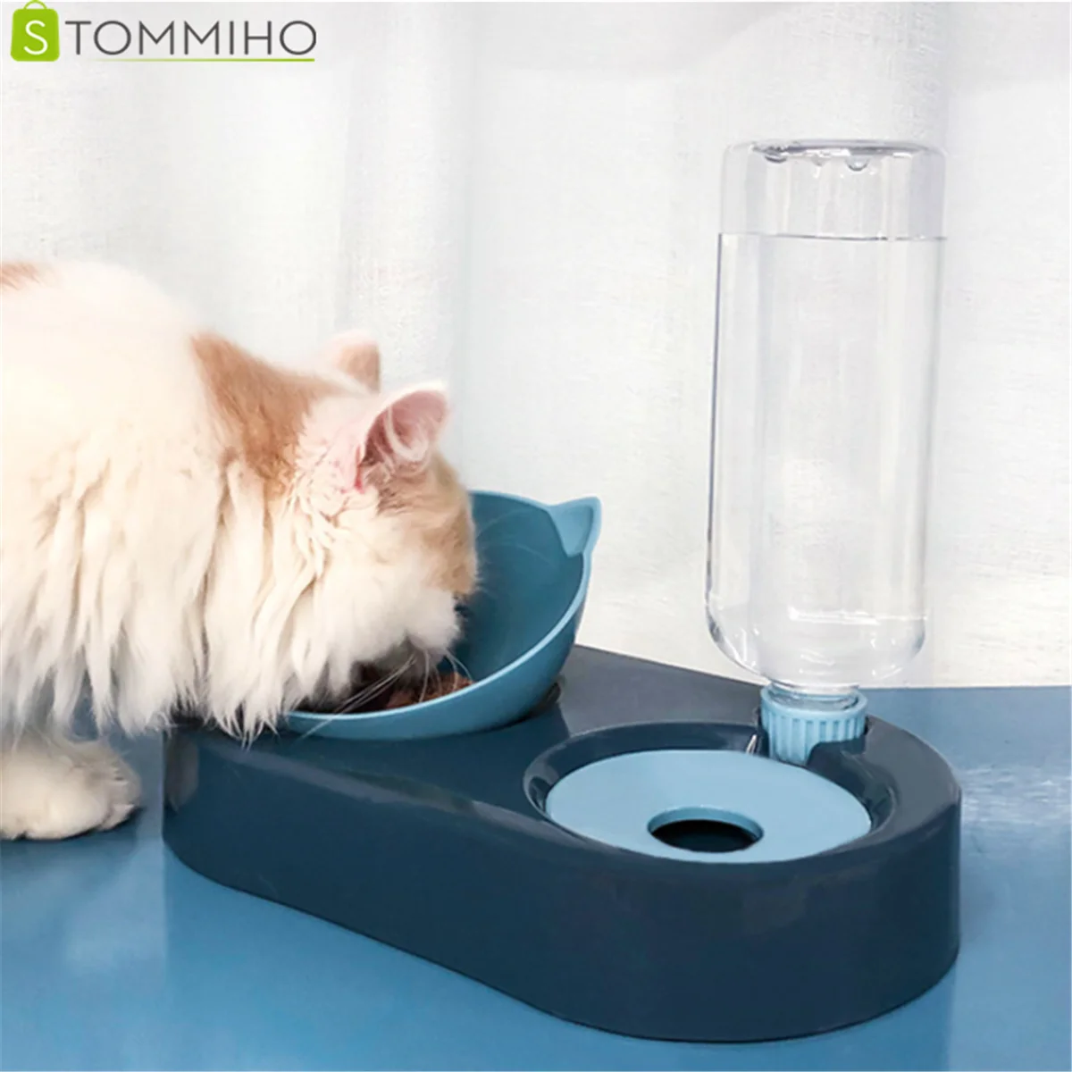 

Автоматический контейнер для воды для кошек STOMMIHO, 2 в 1, миска для еды для собак и кошек, контейнер для еды с водой, кормушка для домашних живот...