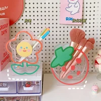 cartoon desktop makeup brush storage tube kawaii bear rabbit multifunctional cosmetic transparent storage tube pen holder