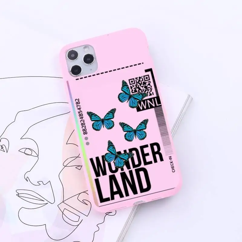 

World Country Label Air Tickets butterfly Phone Case Candy Color for iPhone 6 7 8 11 12 s mini pro X XS XR MAX Plus