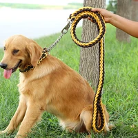 dog collar leash sets for small large dogs adjustable pet durable leash set outdoor training hand knitted nylon traction rope