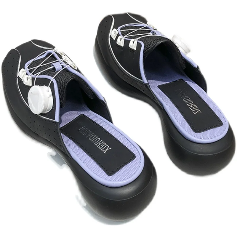 

Hot Sale Womens Lolita Round Toe Gothic Punk Shoes Slipper Slides Japanese Harajuku Platform Hoof Heel Mary Janes 2Colors New 2