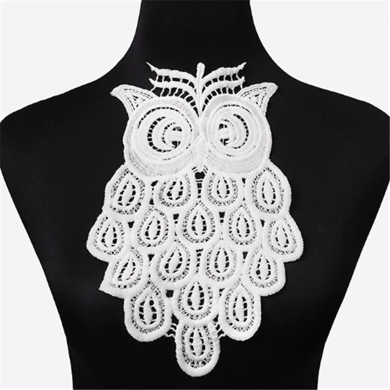 Вышивка Совы патчи Белый лебедь хлопок кружевной воротник одежда патч