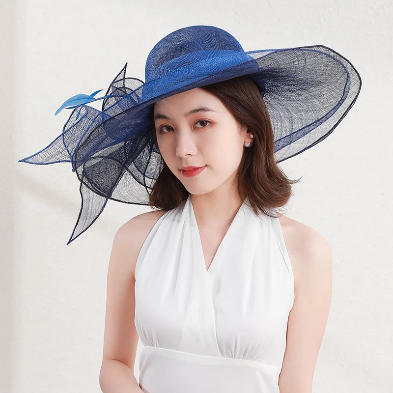 

2021 New Fashion Ball Evening Dress Banquet Top Hat European American Women's Pink Elegant Temperament Hemp Yarn Hat Ball Hat